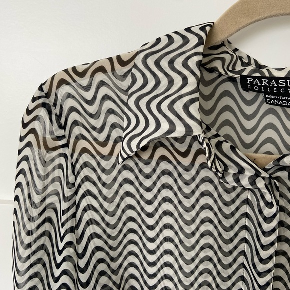 Parasuco Funky Black and White Striped Sheer Blouse - Picture 9 of 13